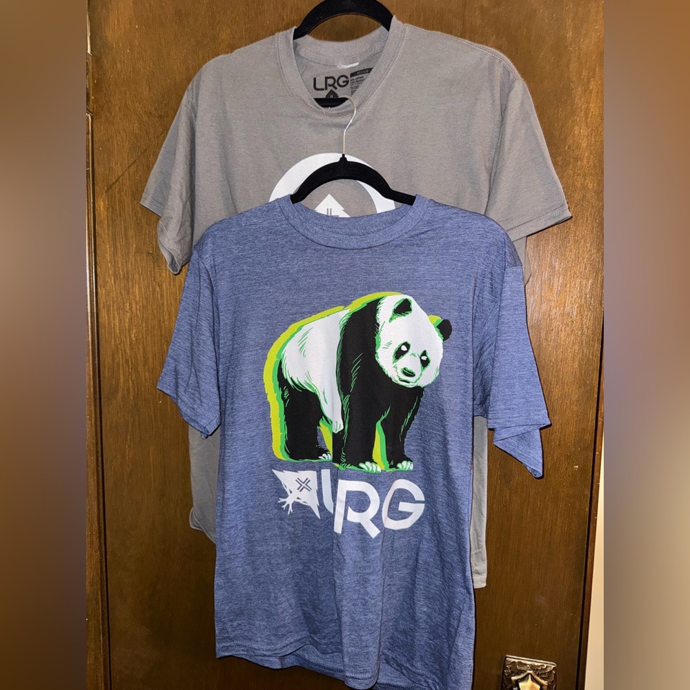 LRG Blue Panda Graphic T-Shirt and Tree Graphic T-Shirt, Size M